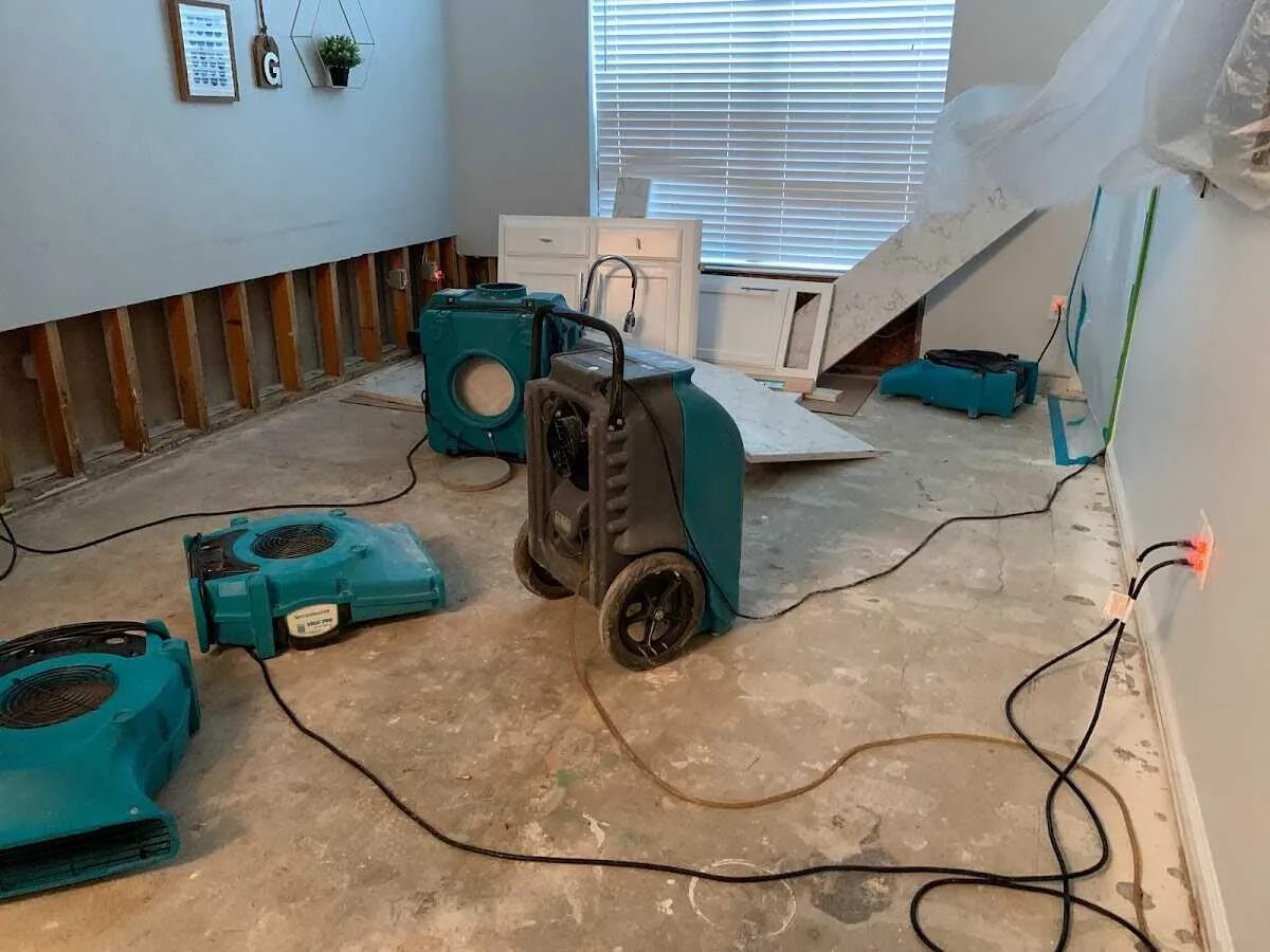 Dehumidifier in flood-cut room for Water Damage Restoration in Tehachapi